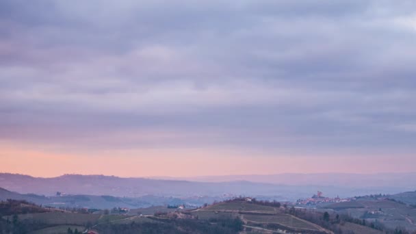 Time Lapse Sunset Night Διάσημο Barolo Wineyards Χειμώνα Serralunga Alba — Αρχείο Βίντεο