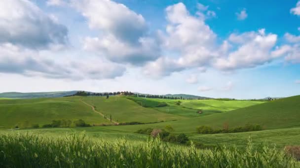 Time Lapse Paisaje Verde Único Región Volterra Toscana Italia Nubes — Vídeo de stock