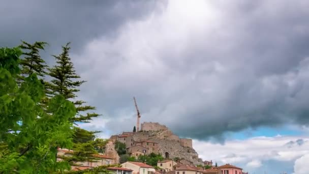 Time Lapse Epico Paesaggio Nuvoloso Drammatico Cielo Castiglione Orcia Borgo — Video Stock