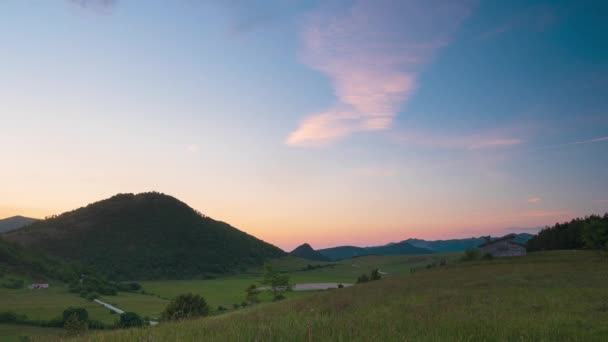 Termin Ważności Sunset Sky Montelago Highlands Marche Włochy Jasne Niebo — Wideo stockowe