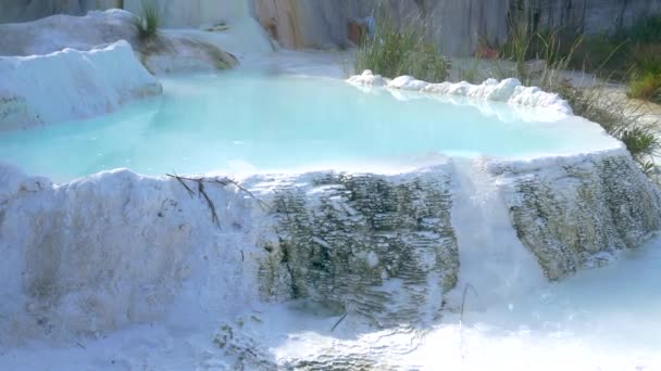 Geothermalbad Und Thermalquelle Der Toskana Italien Bagni San Filippo Natürlicher — Stockvideo