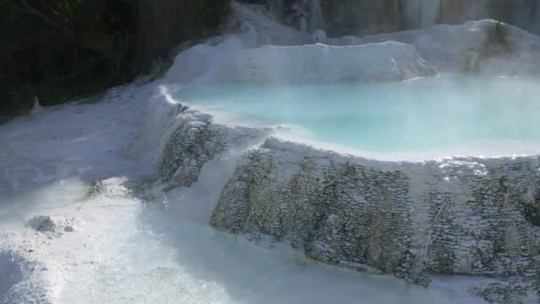 Talya Toskana Jeotermal Havuz Kaplıca Bagni San Filippo Doğal Termal — Stok video