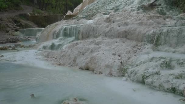 Geothermal Pool Hot Spring Tuscany Italy Bagni San Filippo Natural — Stock Video