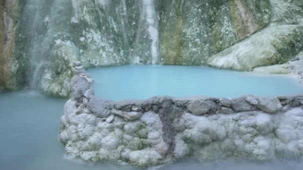 Geothermal Pool Hot Spring Tuscany Italy Bagni San Filippo Natural — Stock Video