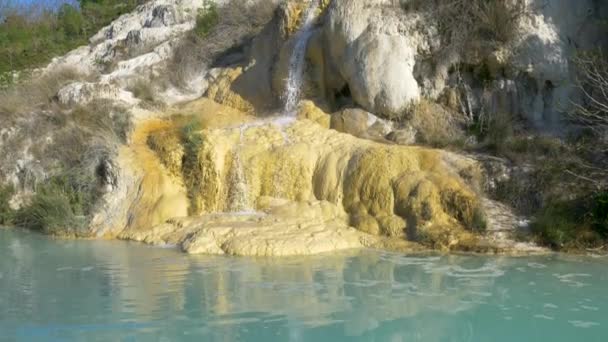 Piscina Geotermal Aguas Termales Toscana Italia Bagno Vignoni Cascada Termal — Vídeos de Stock