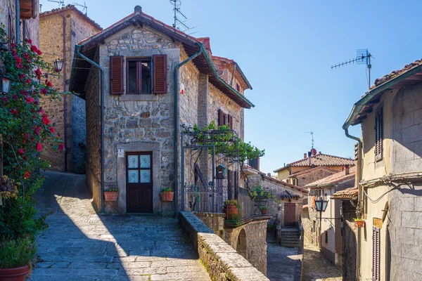 Italian Medieval Village Details Historical Stone Alley Ancient Marrow Street — Stock Photo, Image