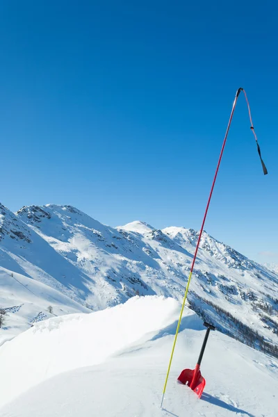 Lawine veiligheid vistuig in sneeuw — Stockfoto