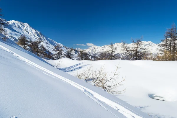 在高山弧的滑雪坡 — 图库照片
