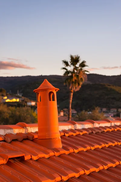 Red roof and chimney — Stock Photo, Image