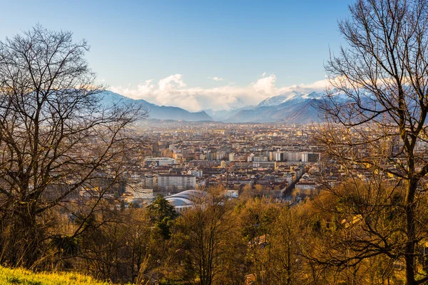 Paesaggio urbano di Torino dall'alto al tramonto — Foto Stock