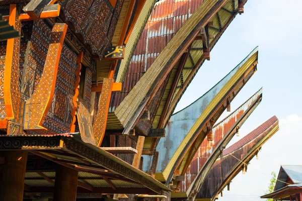 Dekorationen des traditionellen Dorfes in tana toraja — Stockfoto