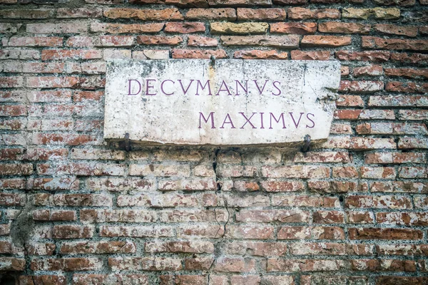 Decumanus Maximus road sign in Rome, Italy