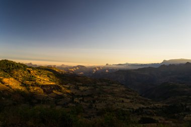 Ethiopian highlands at sunrise clipart