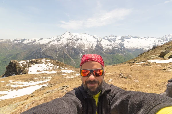 Selfie with the Alps in the background