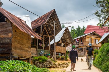 Exploring traditional village in Tana Toraja clipart