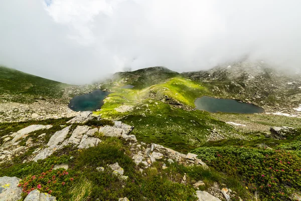 Modré idylických jezer ve vysoké nadmořské výšce v Alpách — Stock fotografie