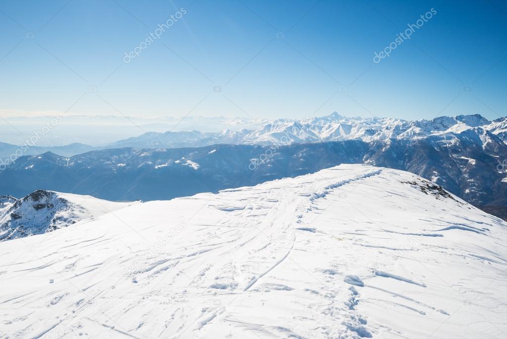 Snowcapped mountain summit