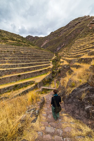 Εξερευνώντας τα μονοπάτια των Ίνκας και τις βεράντες του Pisac, Περού — Φωτογραφία Αρχείου