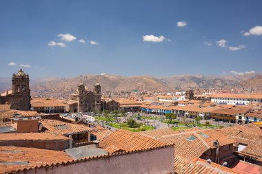 Cusco, Peru, Cityscape açık gökyüzü ile