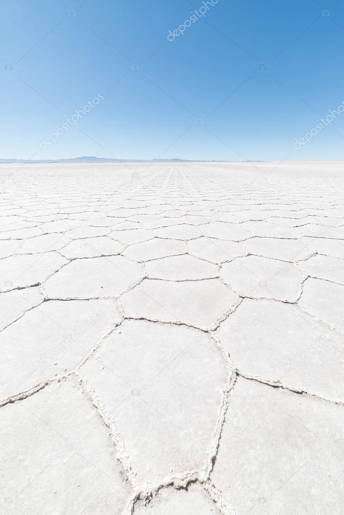 Hexagonal shapes on the Uyuni Salt Flat, Bolivia
