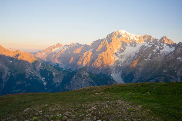 Monte Bianco or Mont Blanc at sunrise, italian side Stock Picture