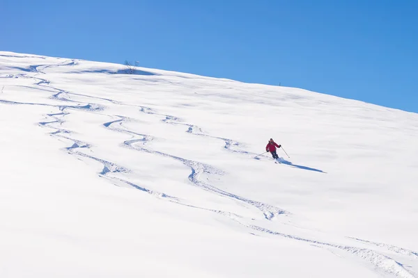 Taze kar kar üzerinde serbest sürüşte — Stok fotoğraf