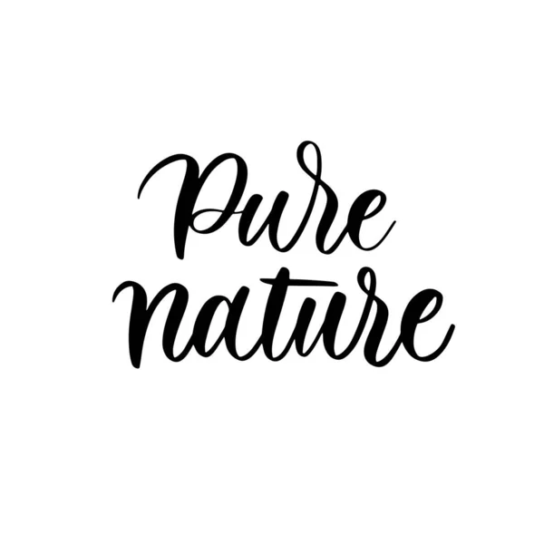 Pure Nature Hand Schriftzug Umweltzeichen Aufkleber — Stockvektor