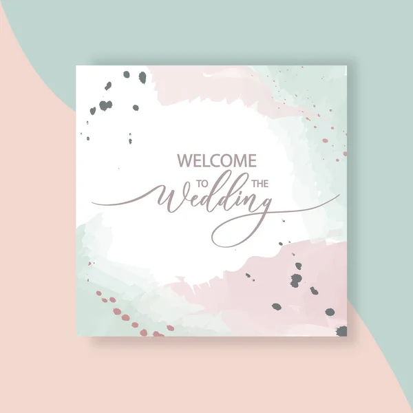 Willkommen Zur Hochzeit Vorlage Für Die Hochzeitseinladung Plakat Mit Quadratischem — Stockvektor