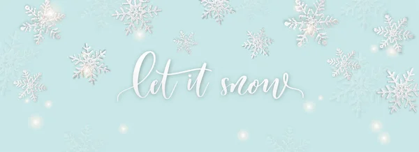 Weihnachten Hintergrund mit leuchtenden Schneeflocken. Lassen Sie es Schnee Karte Illustration auf blauem Hintergrund. — Stockvektor