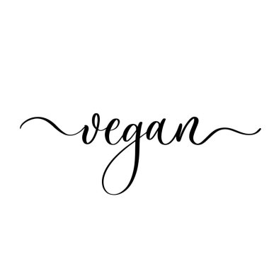 Vegan - düz çizgileri olan vektör kaligrafik yazı.
