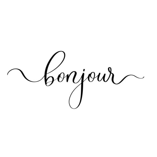 Bonjour Vector Calligraphic Inscription Smooth Lines — Stock Vector