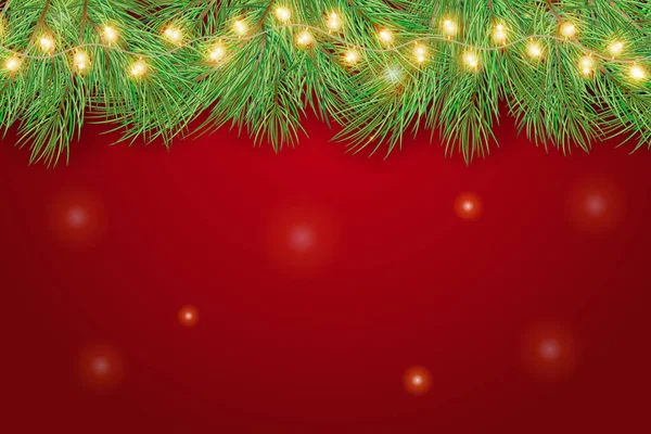 Vánoční Věnec Jedlovými Větvemi Zelené Vánoční Větve Stromů Okraje Izolované — Stockový vektor