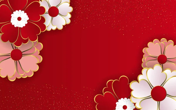 Fundo Natal Com Flores Papel Fundo Vermelho — Vetor de Stock