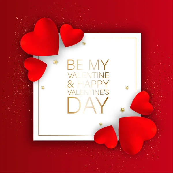 Valentine Red Heart Red Background — Stock Vector
