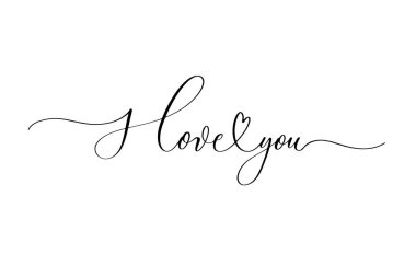 I love you - handwritten inscription isolated on white background. Valentine's day design. clipart