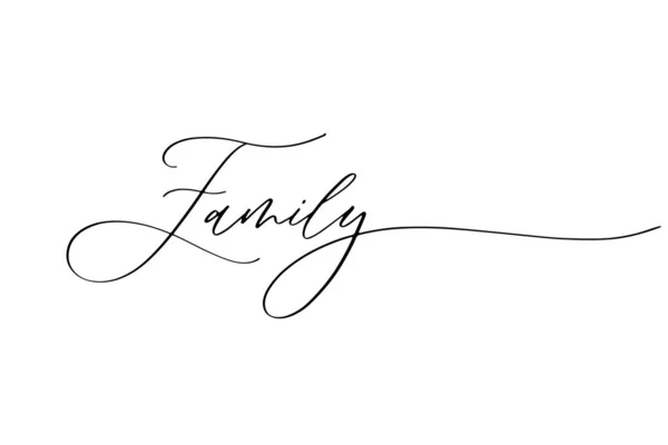 Famille - inscription calligraphie dessinée à la main. — Image vectorielle