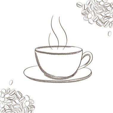 Tahıllı kahve fincanı çizimi..