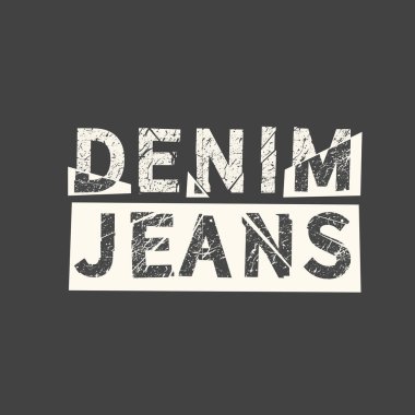 Denim Jeans. Grunge klasik tabiri. Tipografi, tişört grafikleri, baskı, poster, afiş, slogan, broşür, kartpostal.
