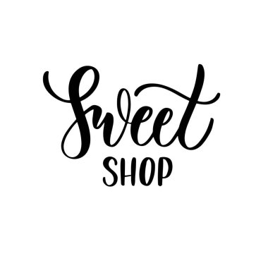 Tatlı dükkan logo şablonu tasarımı. Vektör illüstrasyonu