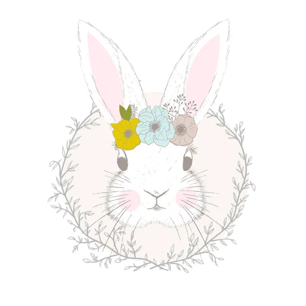 Roztomilý malý králičí nebo králičí vektorový potisk pro dětský pokoj, dětskou oslavu, přání k pozdravu, děti a dětské trička a opotřebení. — Stockový vektor