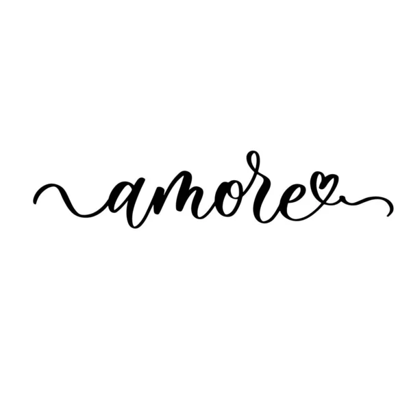 Amore Inscrição Lettering Mão Preto Branco Para Convite Casamento Cartão — Vetor de Stock