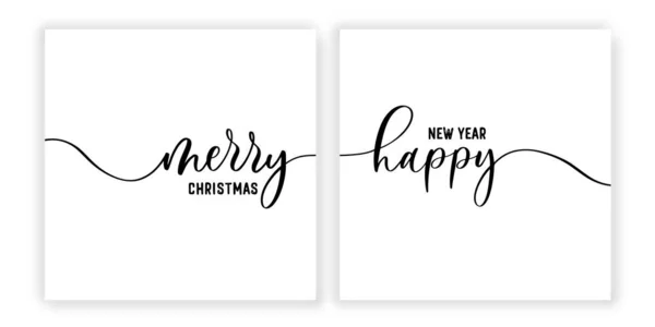 Joyeux Noël Bonne Année Calligraphie Lettrage Modèle Carte Conception Typographie — Image vectorielle