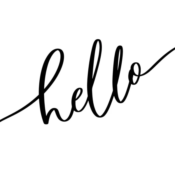 Hello Hand Lettering Modern Calligraphy Inscription Design Greeting Cards Invitation — Stock Vector