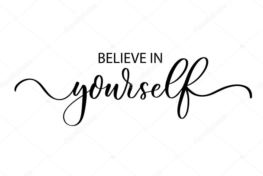 Believe in yourself - Cute hand drawn nursery poster with lettering in scandinavian style