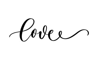 Sevgi. Dekor için dalgalı zarif hat yazımı
