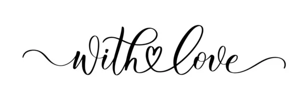 Con Amor Ortografía Elegante Ondulada Caligrafía Para Decoración — Vector de stock