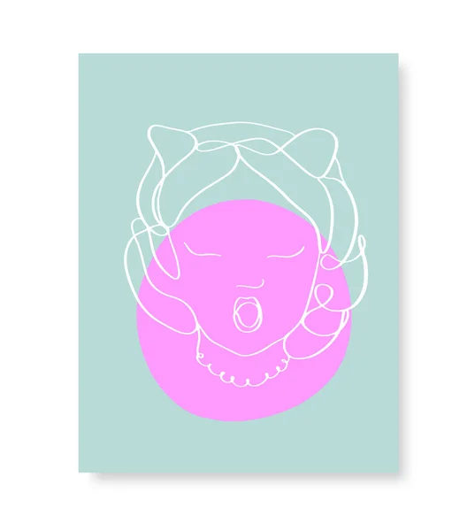Βάζο Κορίτσι Κεφάλι Φούσκα Τσίχλα Γλυπτική Σύγχρονη Αφίσα Στη Γραμμή — Διανυσματικό Αρχείο