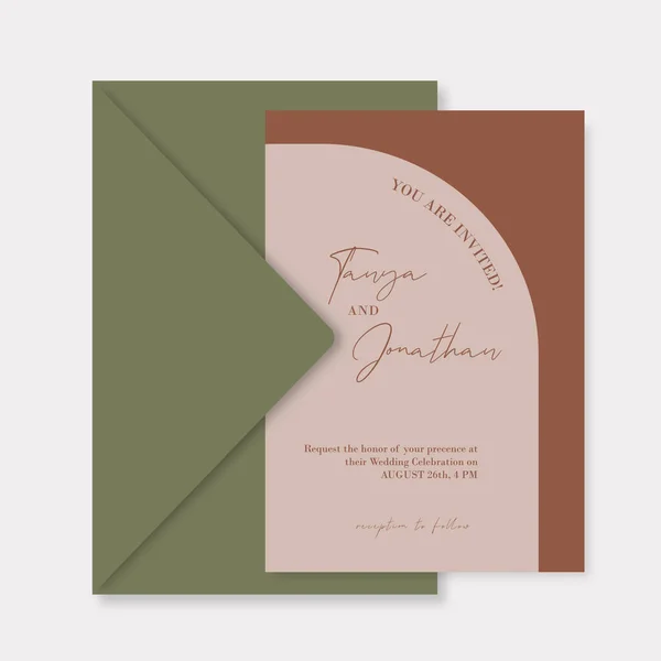 Bohemia arco boda invitación óxido naranja terracota plantilla suite. — Archivo Imágenes Vectoriales