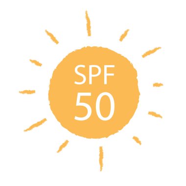 SPF Güneş koruma simgesi tasarımı. UV sembolü. SPF güneş işareti. Ultra menekşe ışınları radyasyon