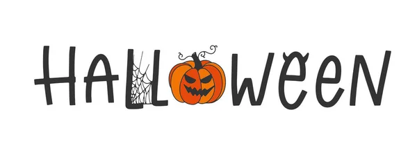 Halloween Handschrift Tekst Banner Vector — Stockvector